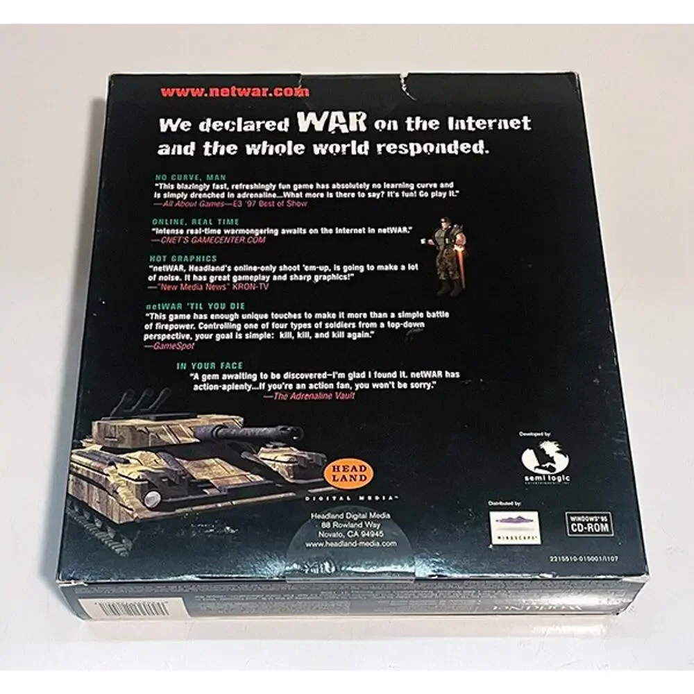 Vintage netWAR Big Box Version Windows PC CD Rom Complete Video Game NIB